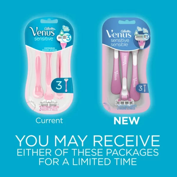 Venus Gillette Sensitive Women’s Disposable Razor, 3 Count