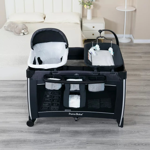 4-in-1 Standard Convertible Portable Upholstered Crib