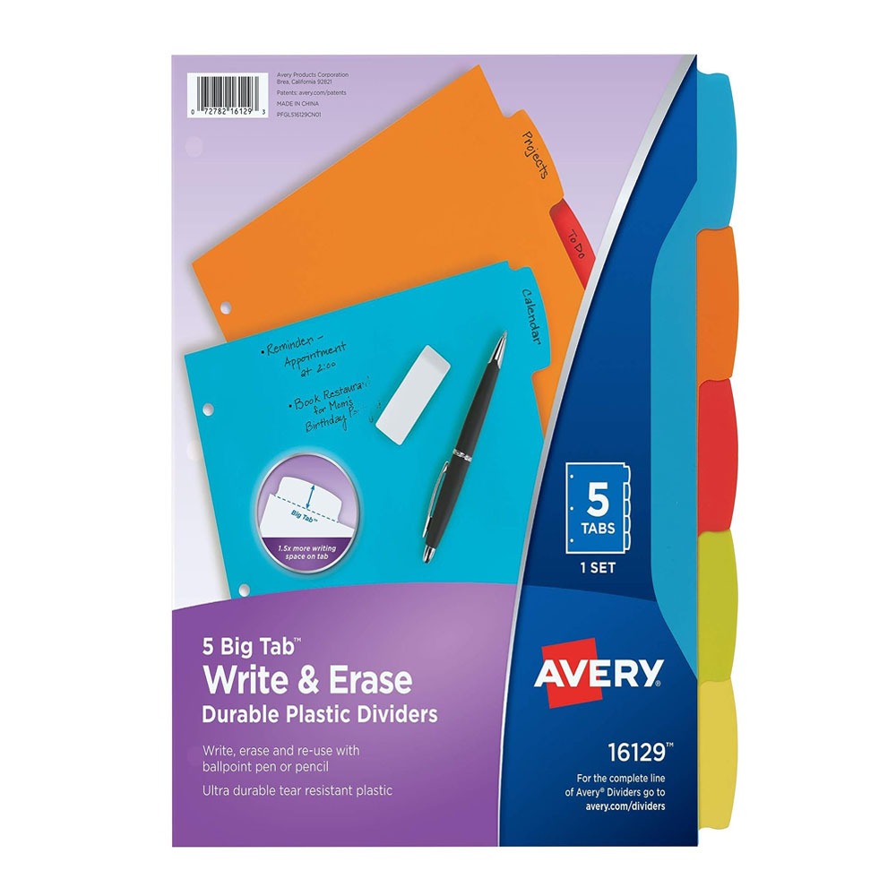 Avery Big Tab Write & Erase Durable Plastic Dividers